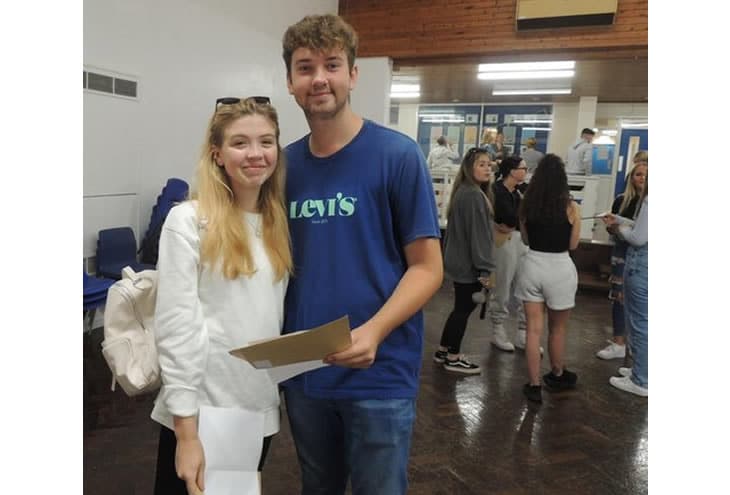 Students receiving their results 